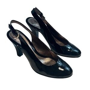 Sofft Carolina Black Patent Leather Slingback Pumps Heels Womens 9 M